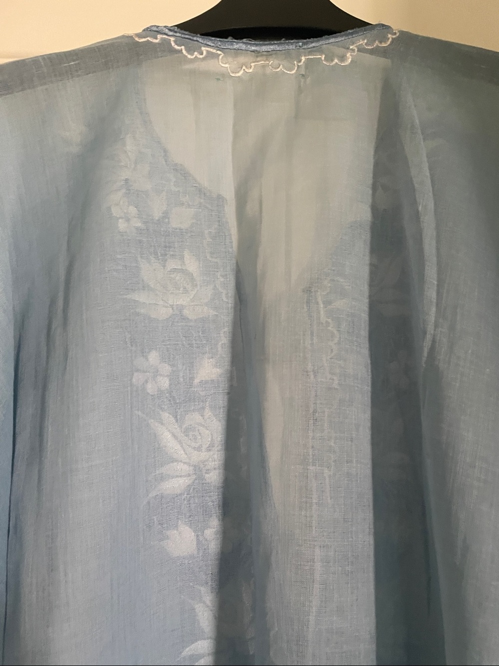 Light Blue Hand Embroidered V-Neck Womens Coverup - Picture 8 of 10